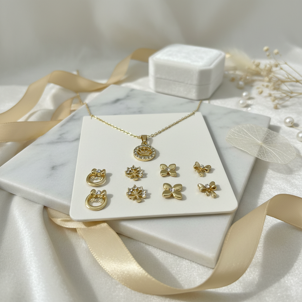 Luxury jewelry set with elegant props