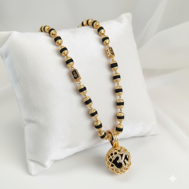 Rudraksha Mala - White Velvet Cushion
