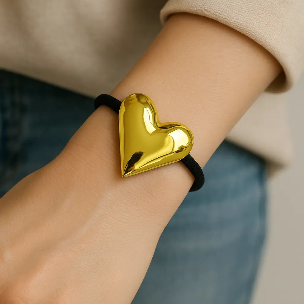 "💖 Buy Glossy Gold Heart Hair Tie | Sparsh Jewel - Elegant & Stylish Accessories ✨" lifestylebysparsh.in