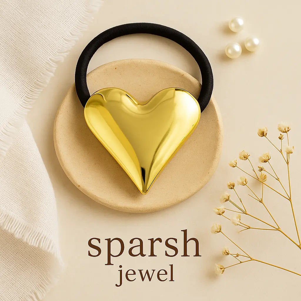 "💖 Buy Glossy Gold Heart Hair Tie | Sparsh Jewel - Elegant & Stylish Accessories ✨" lifestylebysparsh.in