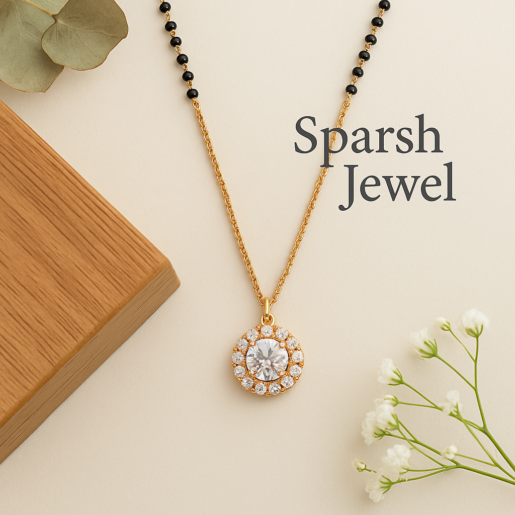 "Divya Mangalsutra – Elegant Rose Gold Gemstone Pendant" lifestylebysparsh.in