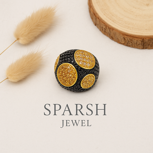Black & Gold Cocktail Ring lifestylebysparsh.in