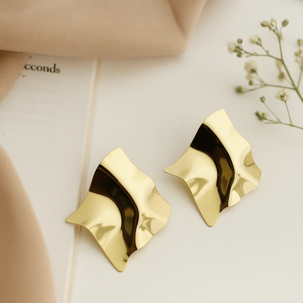 Gold Abstract Square Earrings lifestylebysparsh.in