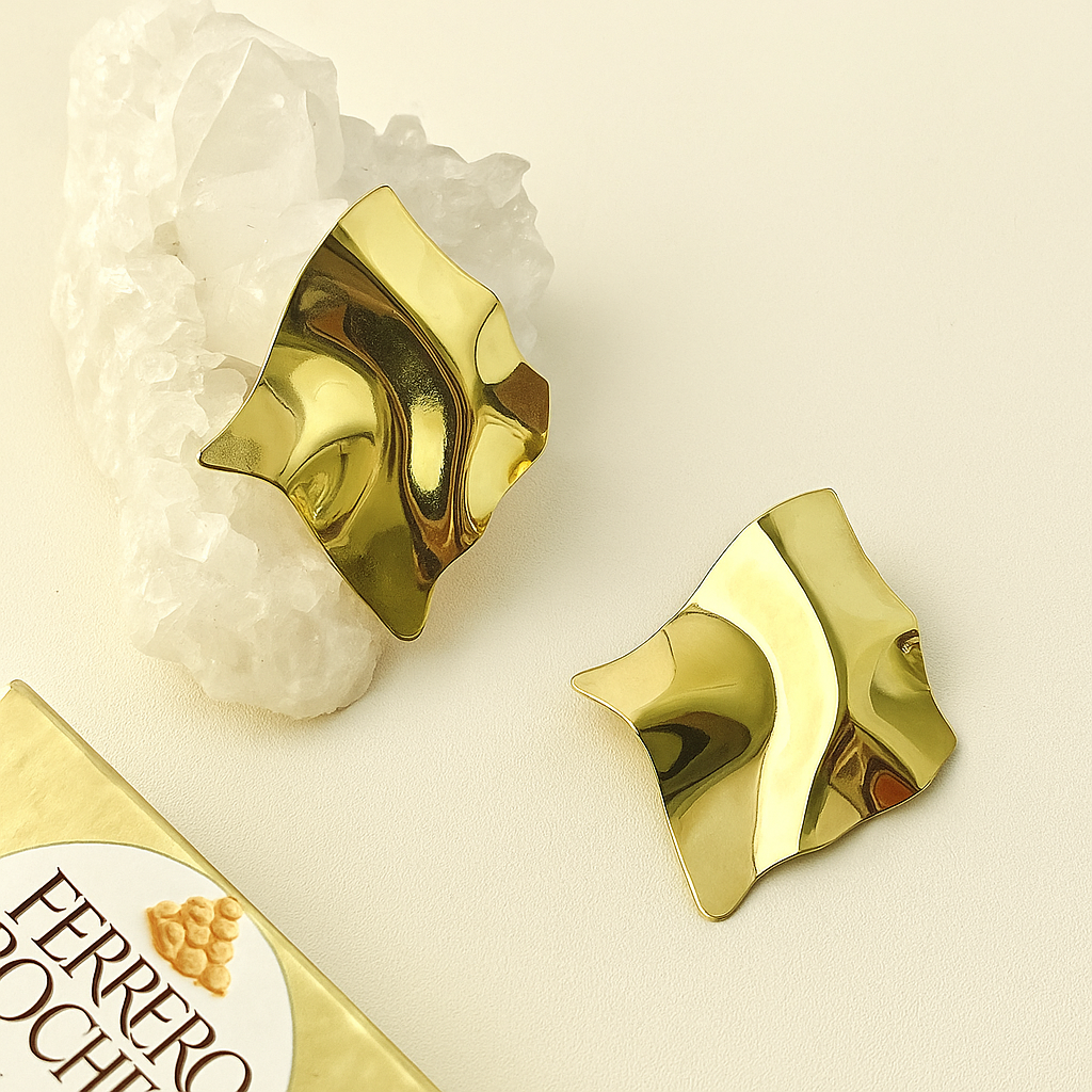 Gold Abstract Square Earrings lifestylebysparsh.in