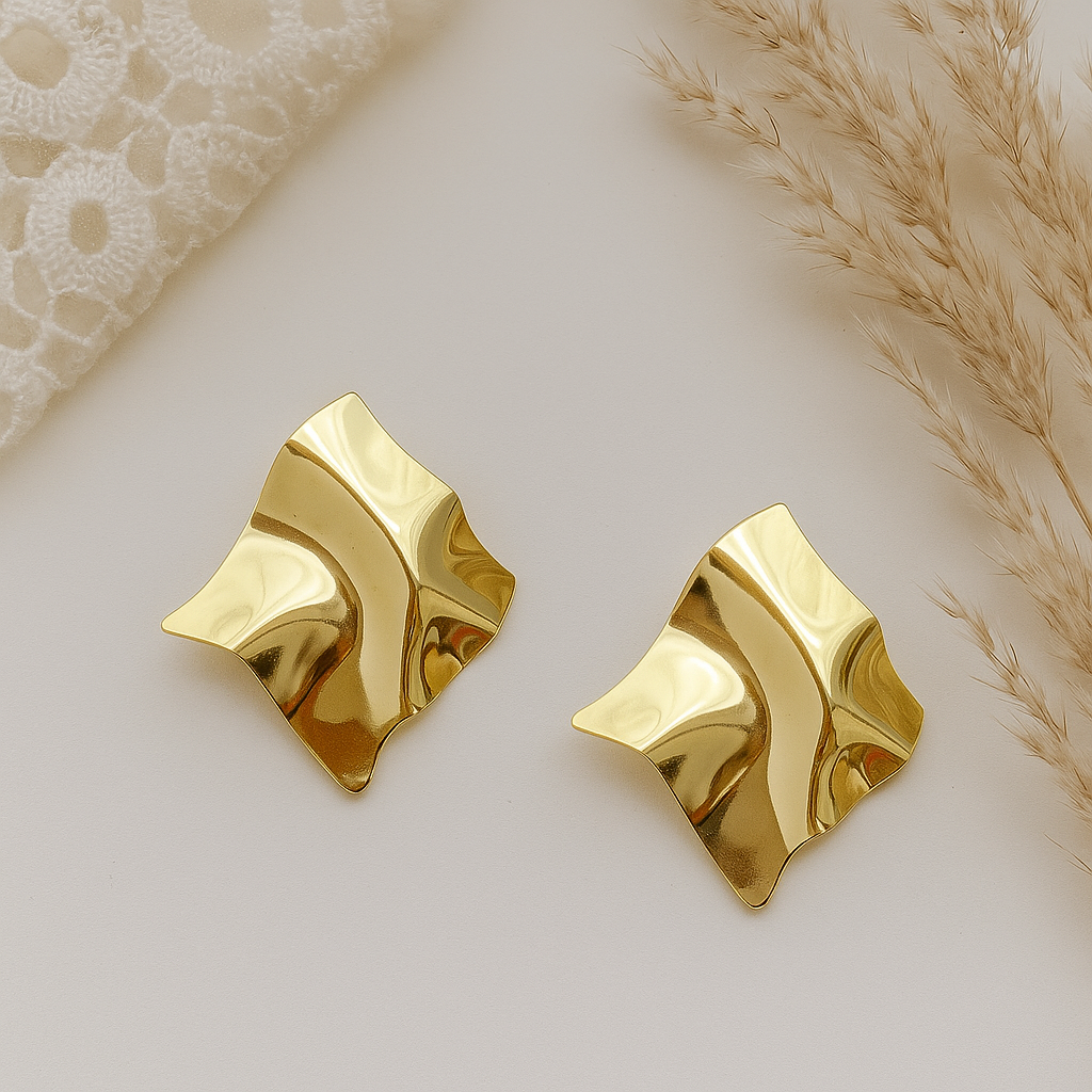 Gold Abstract Square Earrings lifestylebysparsh.in