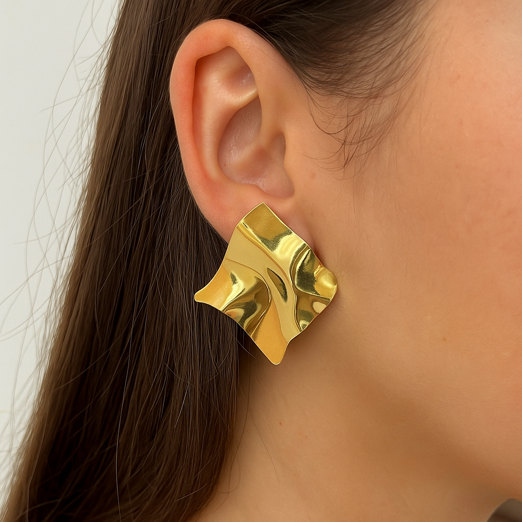 Gold Abstract Square Earrings lifestylebysparsh.in