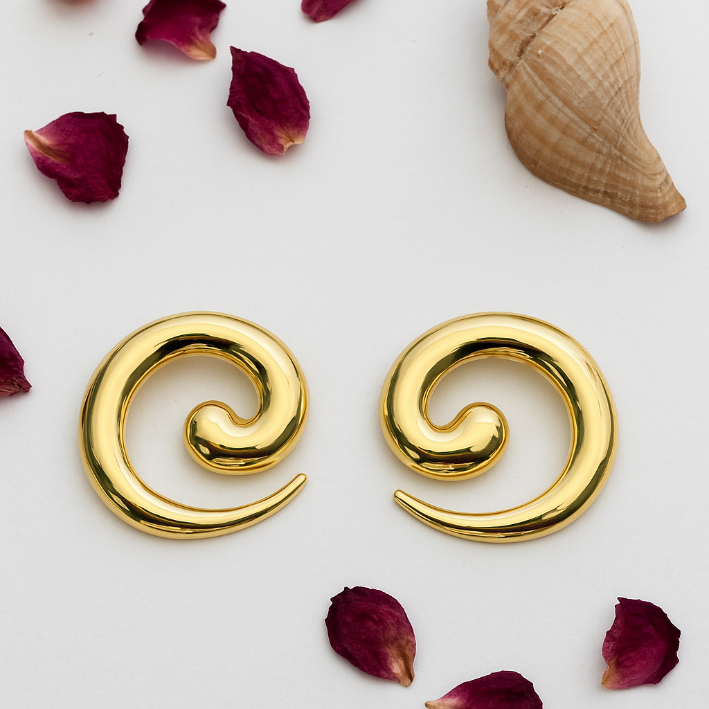 Golden Spiral Statement Earrings lifestylebysparsh.in