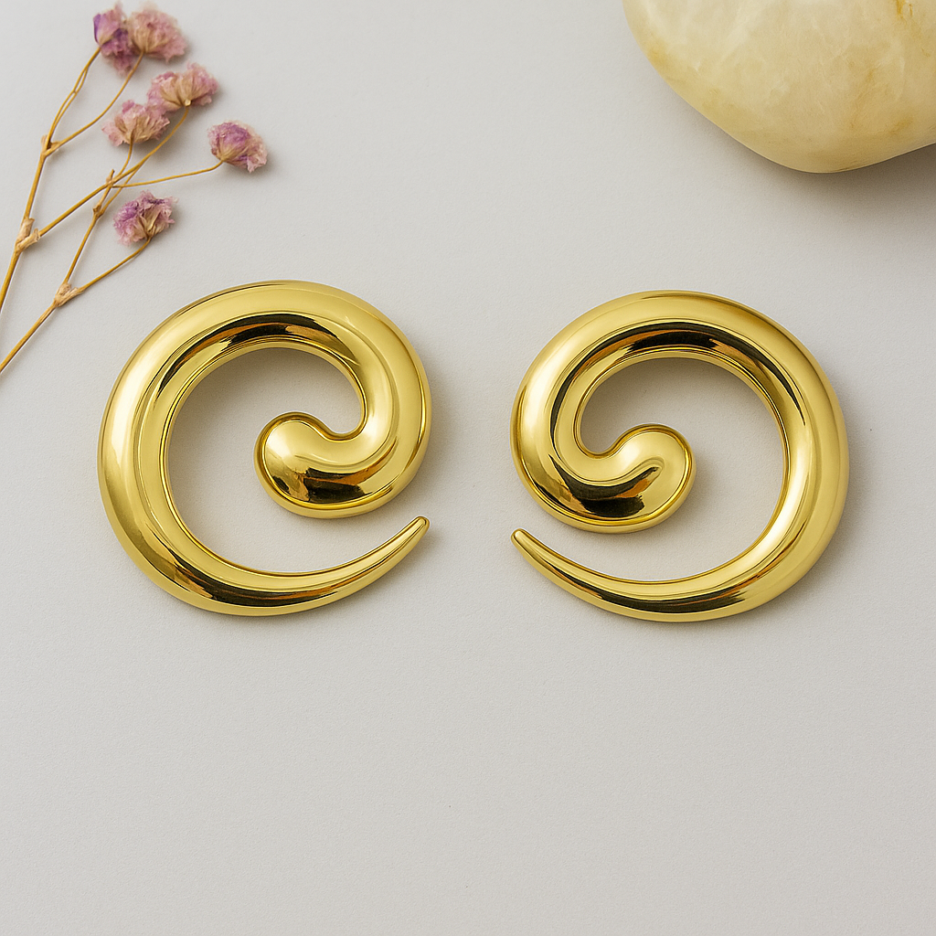 Golden Spiral Statement Earrings lifestylebysparsh.in