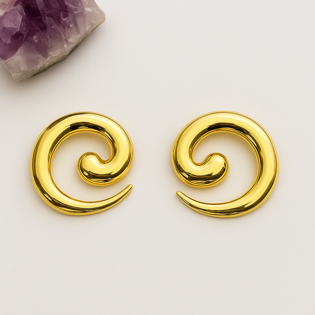 Golden Spiral Statement Earrings lifestylebysparsh.in