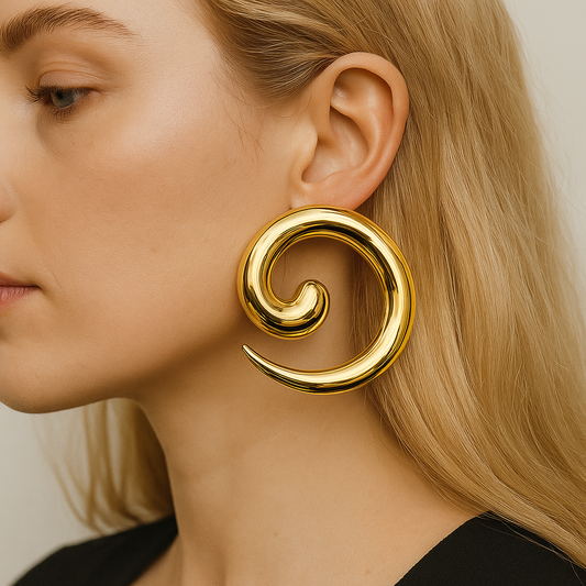 Golden Spiral Statement Earrings lifestylebysparsh.in
