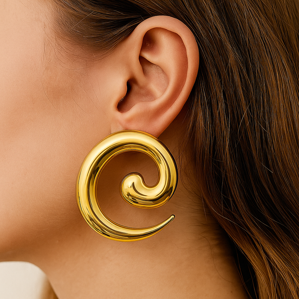 Golden Spiral Statement Earrings lifestylebysparsh.in