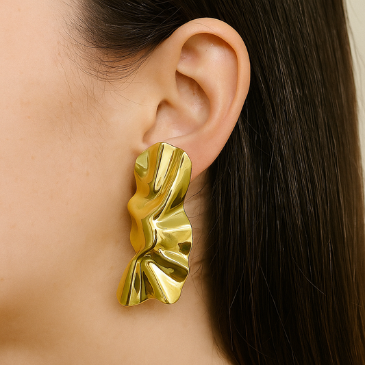 Gold Sculpted Statement Earrings lifestylebysparsh.in