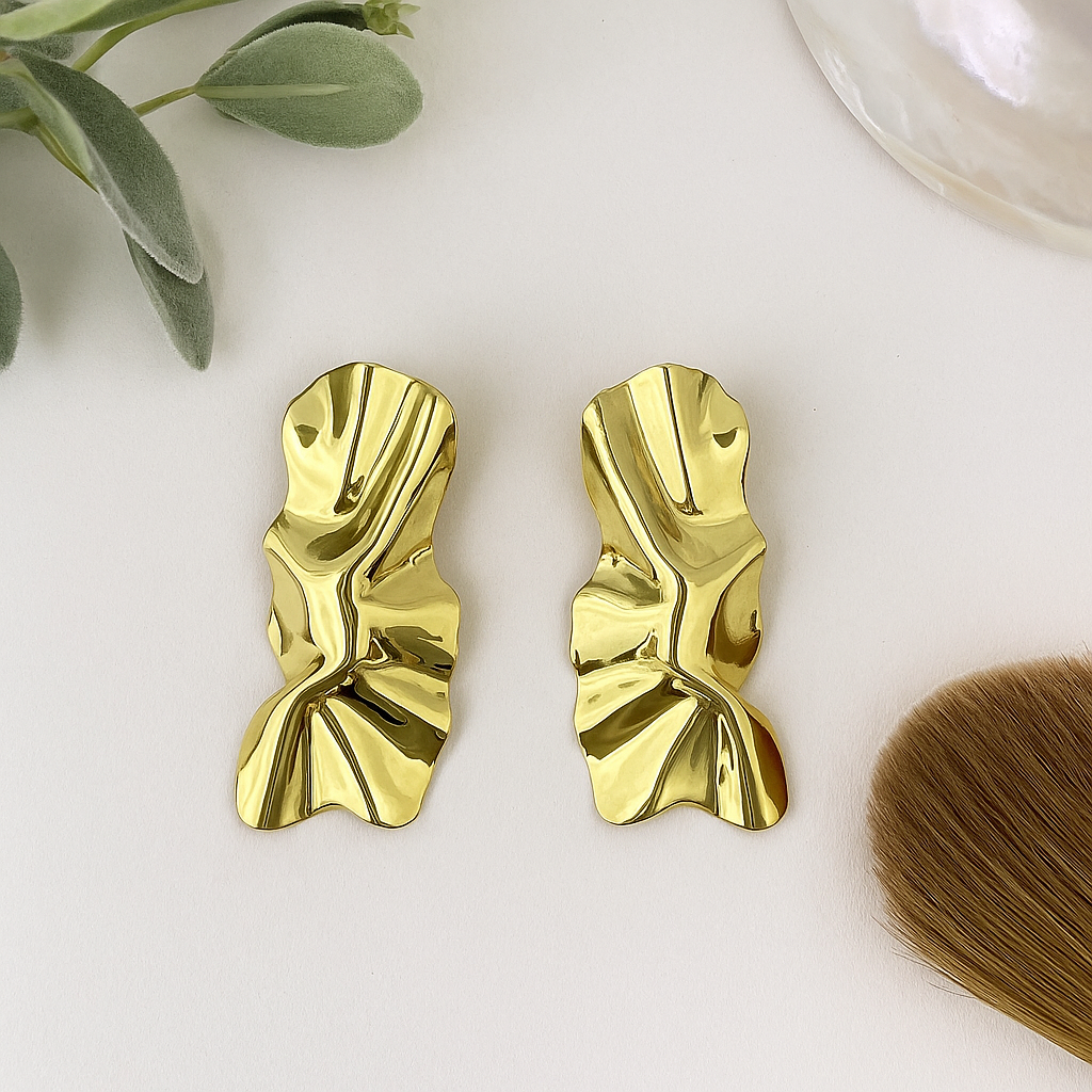Gold Sculpted Statement Earrings lifestylebysparsh.in