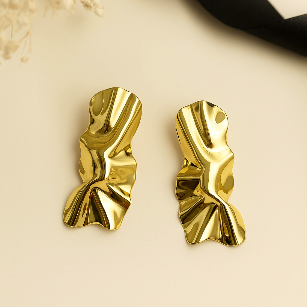 Gold Sculpted Statement Earrings lifestylebysparsh.in