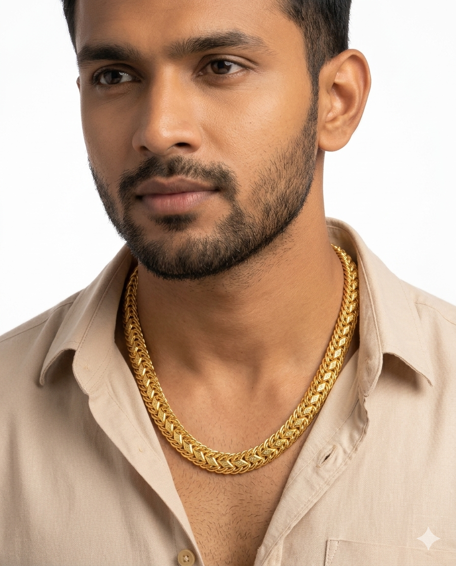 Men's Lotus Kaju Katri Chain | 1 Gram Gold Plated | 24 Inch