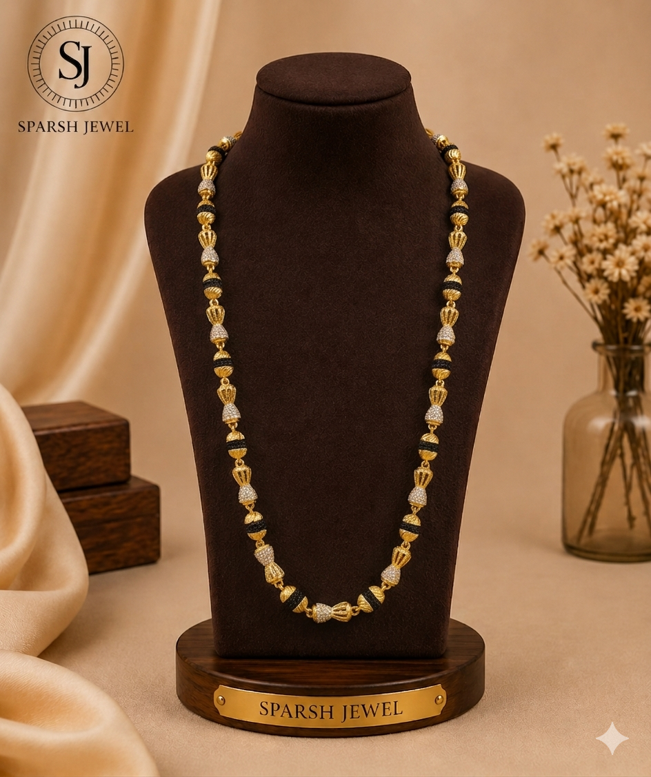 1 Gram Gold Plated - Stylish Gold Plated Rudraksha Mala For Men | SJ-RM-006