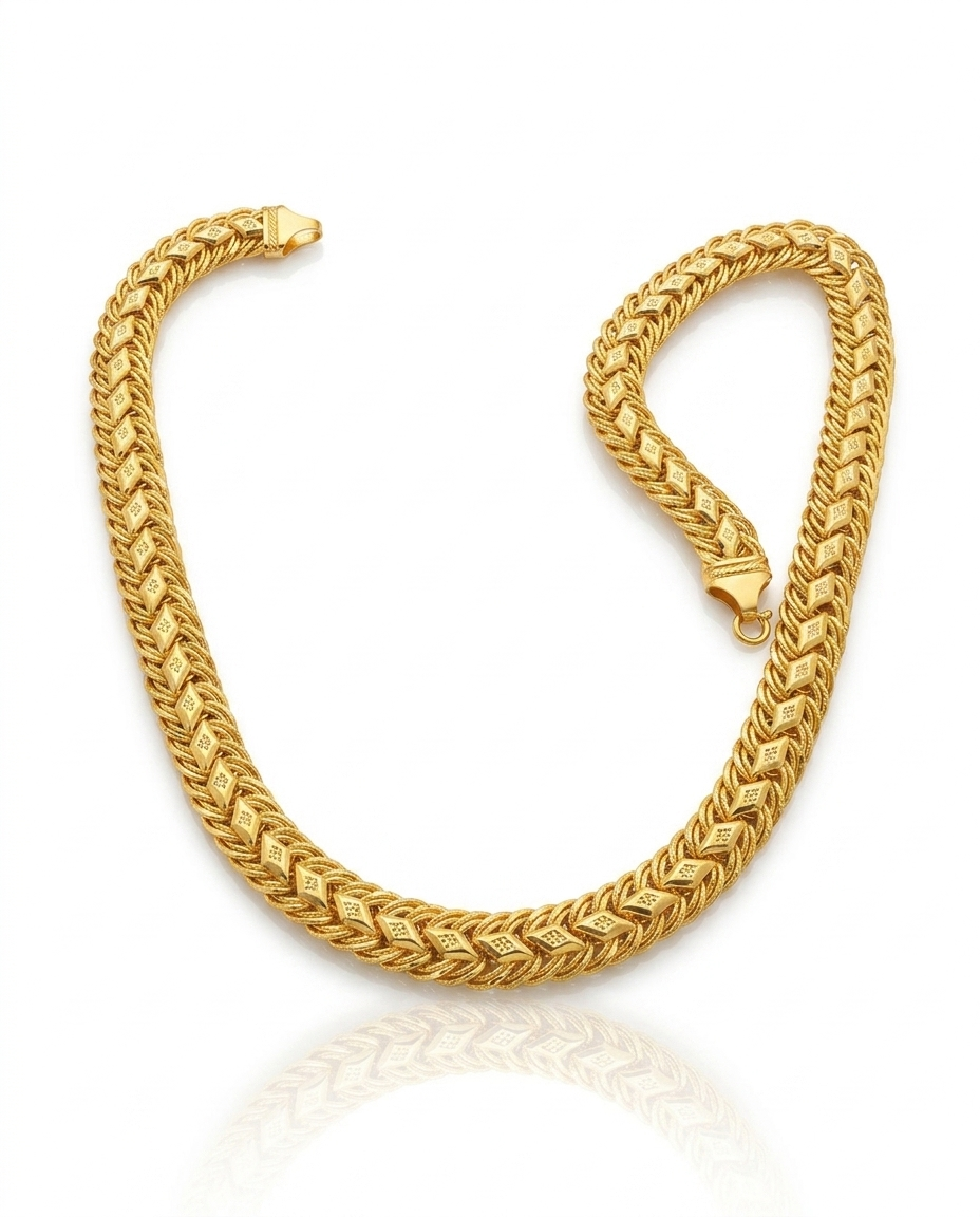 Men's Lotus Kaju Katri Chain | 1 Gram Gold Plated | 24 Inch