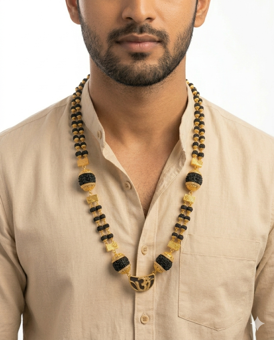Ek Mukhi Om Pendant Rudraksha Mala
