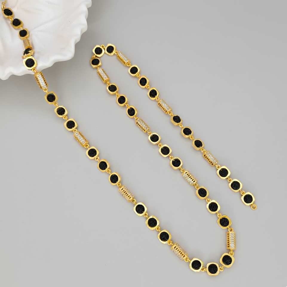 Exclusive Diamond Beads Gold Plated Rudraksha Mala lifestylebysparsh.in