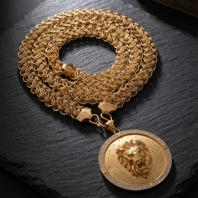 Royal Lion Big Chain worn by model