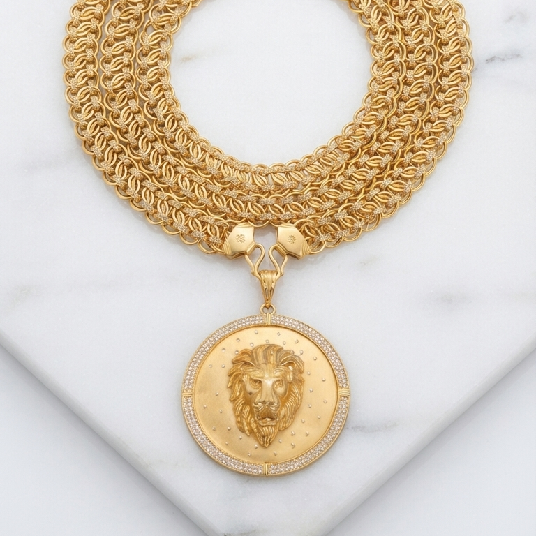 Royal Lion Big Chain on marble background