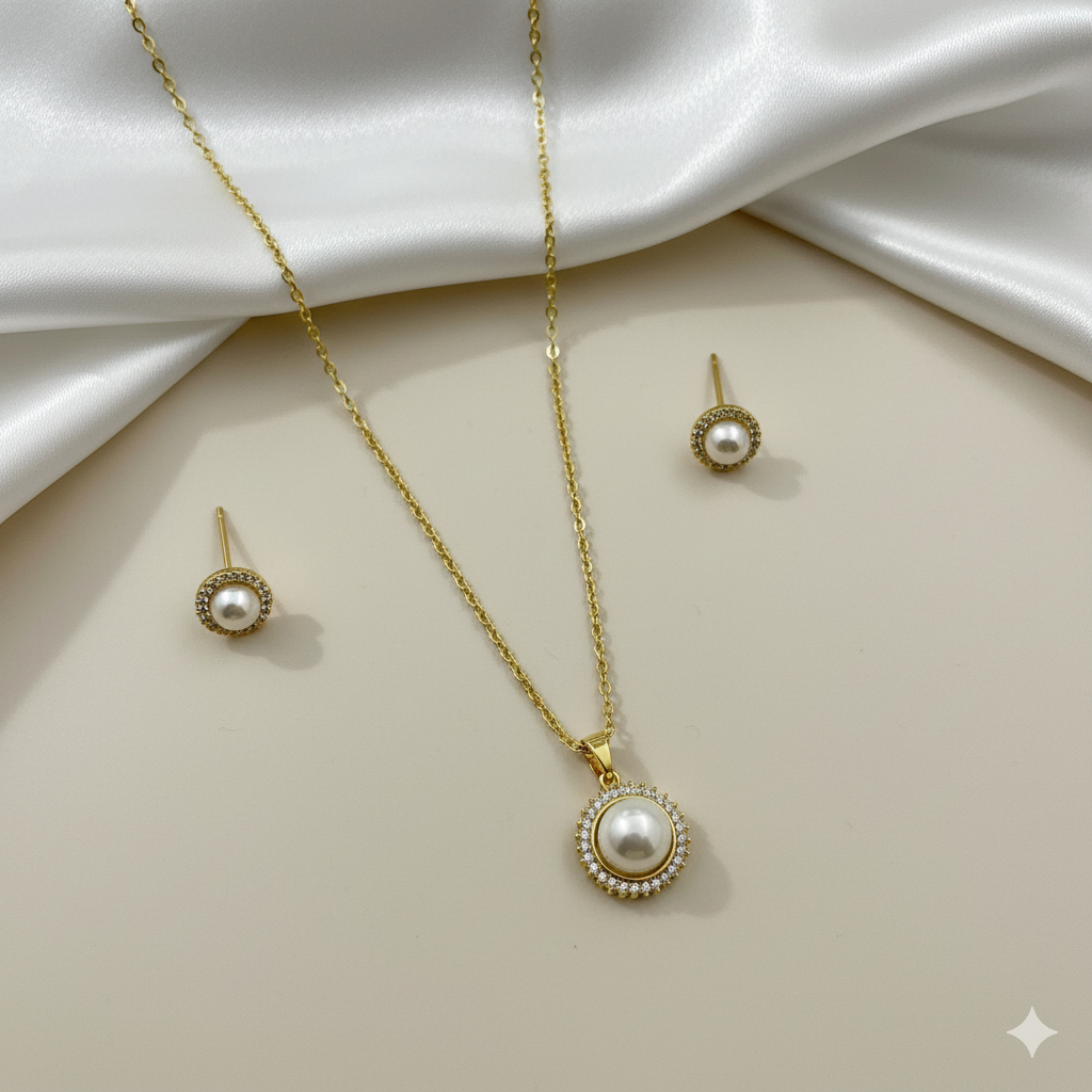 Pearl pendant necklace set