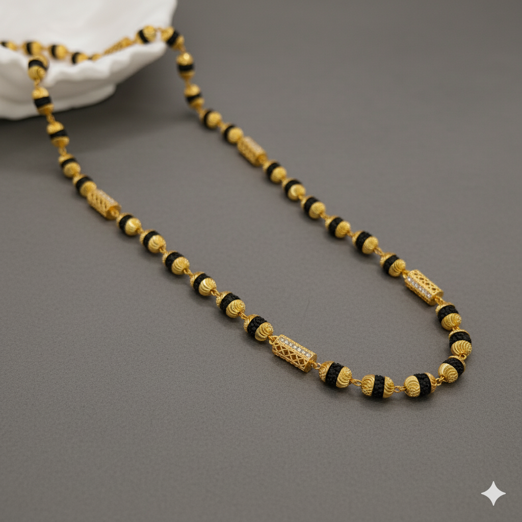 Designer Gold Plated Diamond Beads Rudraksha Mala lifestylebysparsh.in