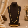 1 Gram Gold Plated - Black Rudraksha Necklace with Gold Caps - 7mm Premium Mala | SJ-RM-008