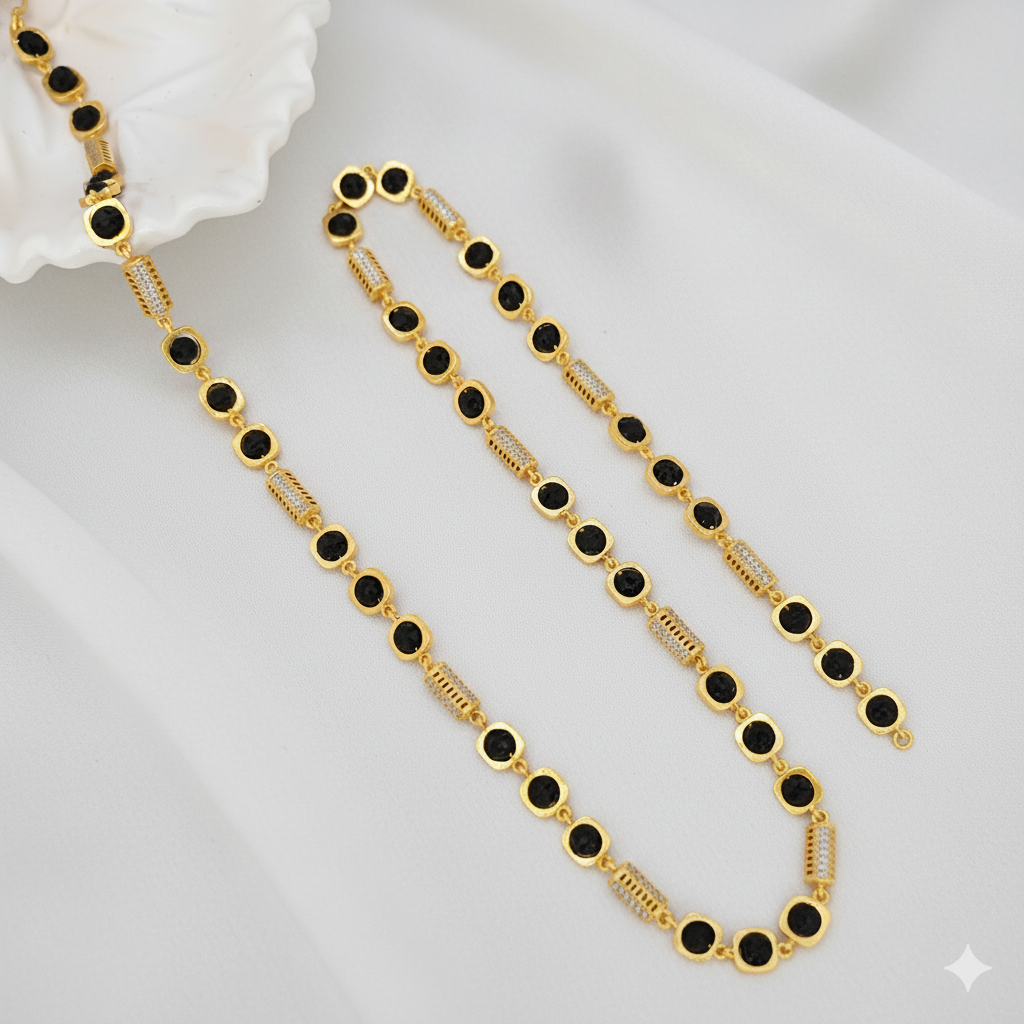 1 Gram Gold Plated - Exclusive Diamond Beads Gold Plated Rudraksha Mala | SJ-RM-011