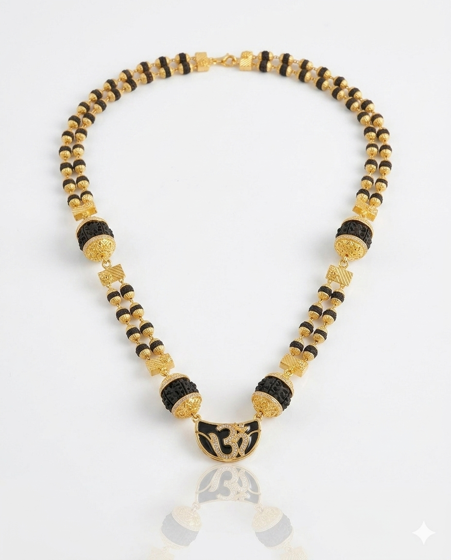 Ek Mukhi Om Pendant Rudraksha Mala