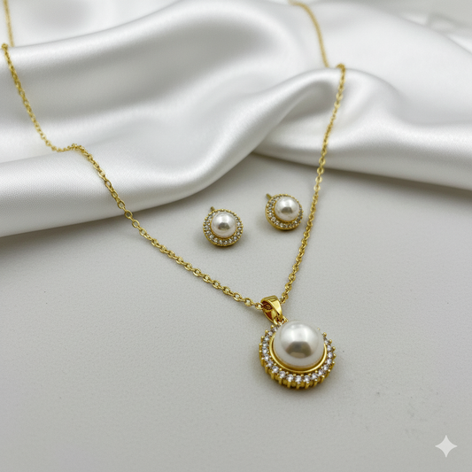 Pearl pendant necklace set