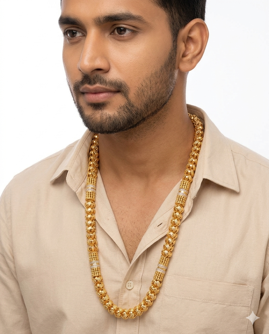 Men's Heavy Designer Diamond Chain | 1 Gram Gold Plated | 24 Inch