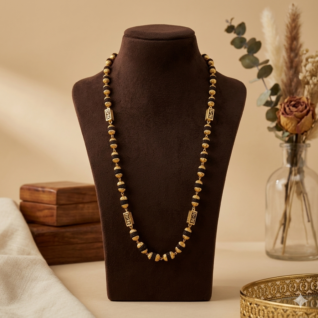 1 Gram Gold Plated - Ram Naam Rudraksha Mala | SJ-RM-020