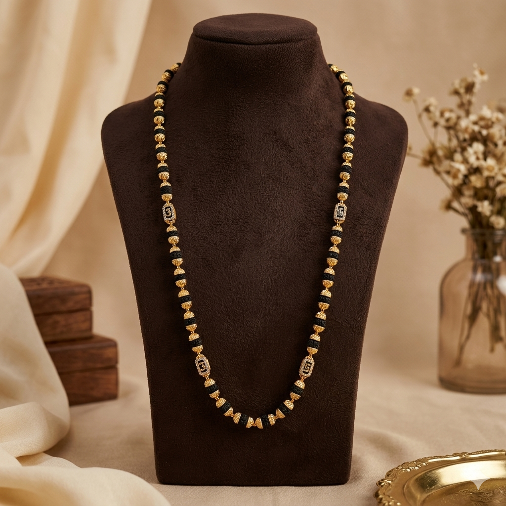 1 Gram Gold Plated Exclusive Rudraksha Mala – Premium Spiritual Jewelry | SJ-RM-004