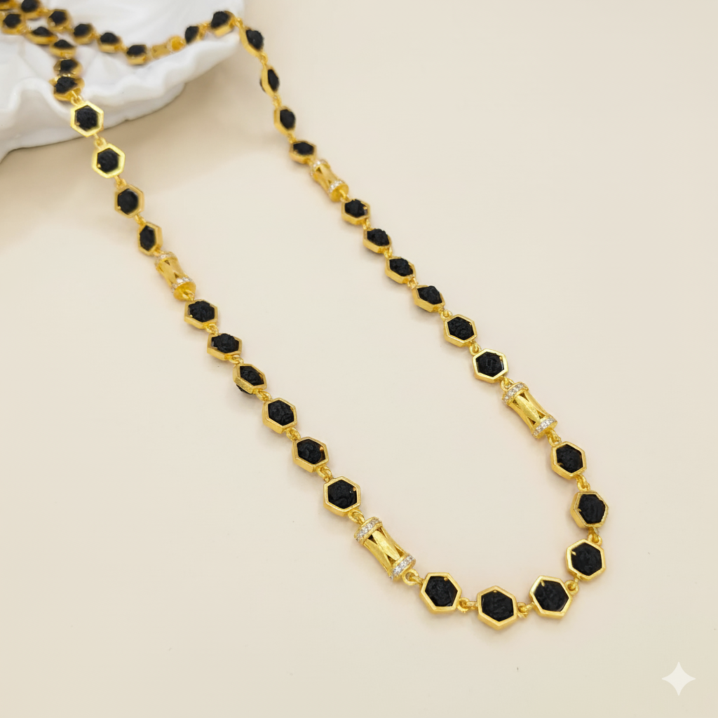 Exclusive Hexagon Diamond Beads Rudraksha Mala lifestylebysparsh.in