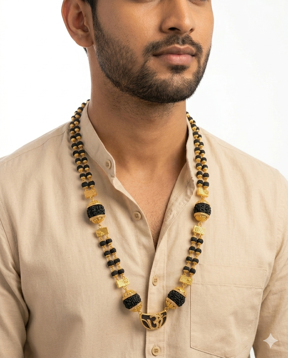 Ek Mukhi Om Pendant Rudraksha Mala