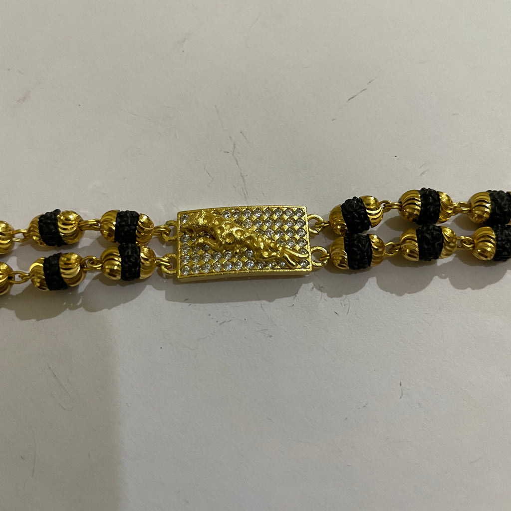 Gold Plated Shiv Trishul Double Strand Rudraksha Bracelet – SJ-BR-05