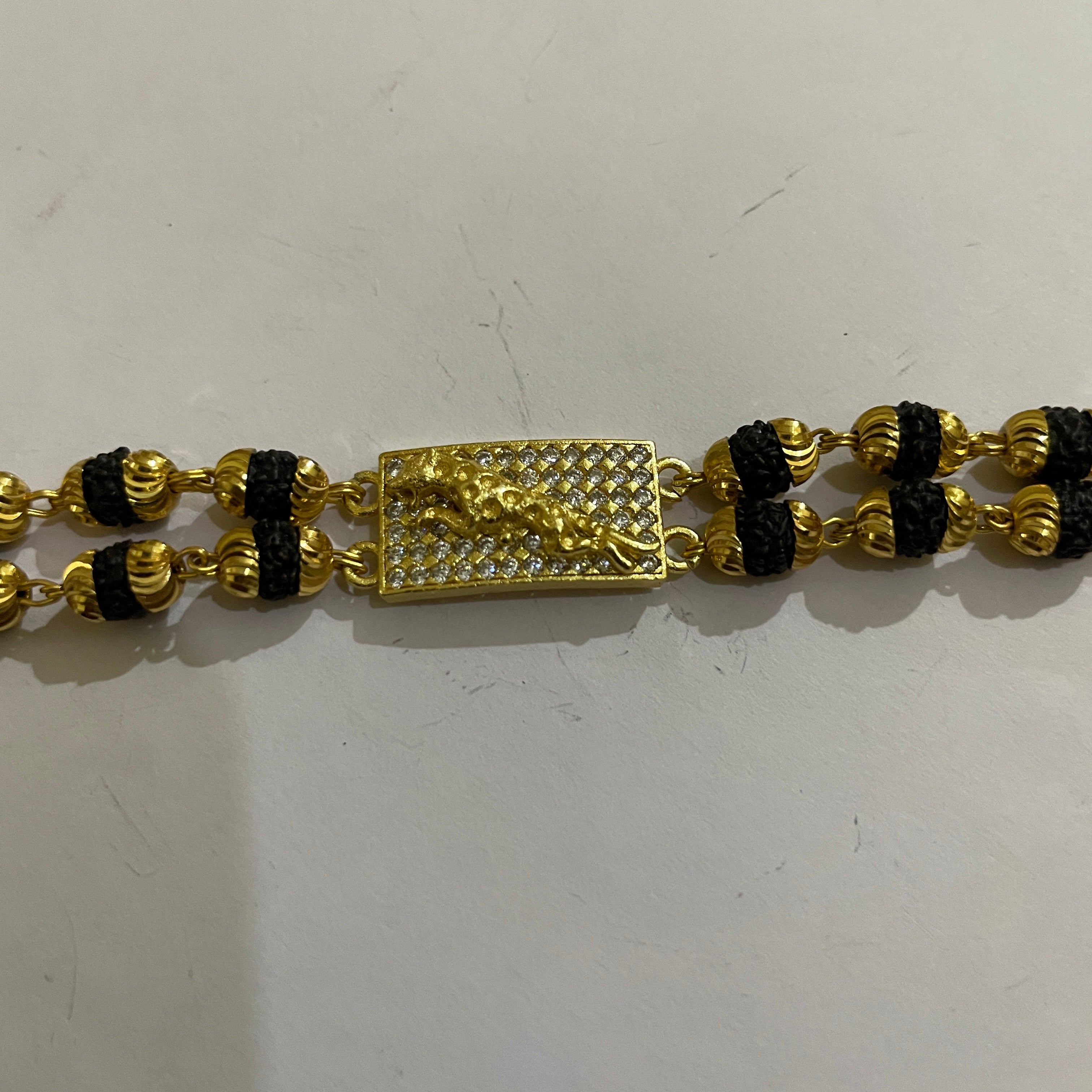 Gold Plated Shiv Trishul Double Strand Rudraksha Bracelet – SJ-BR-05