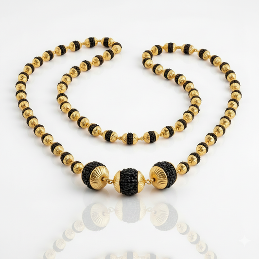 Rudraksha Gold Mala – Premium Spiritual Necklace SJ-RM-019