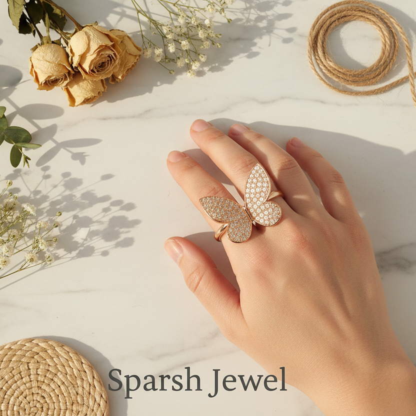 Butterfly ring lifestyle with props