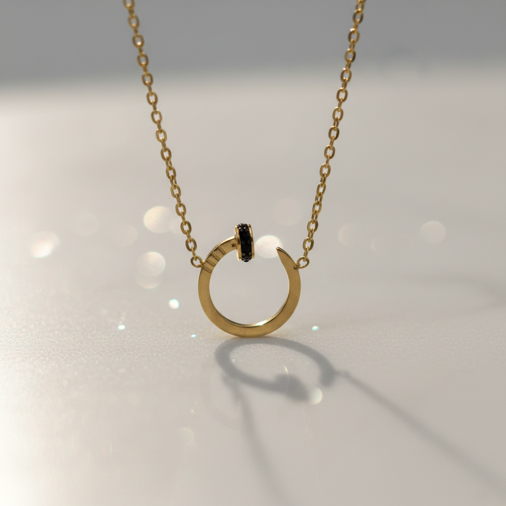 Gold Circle Pendant Closeup Detail