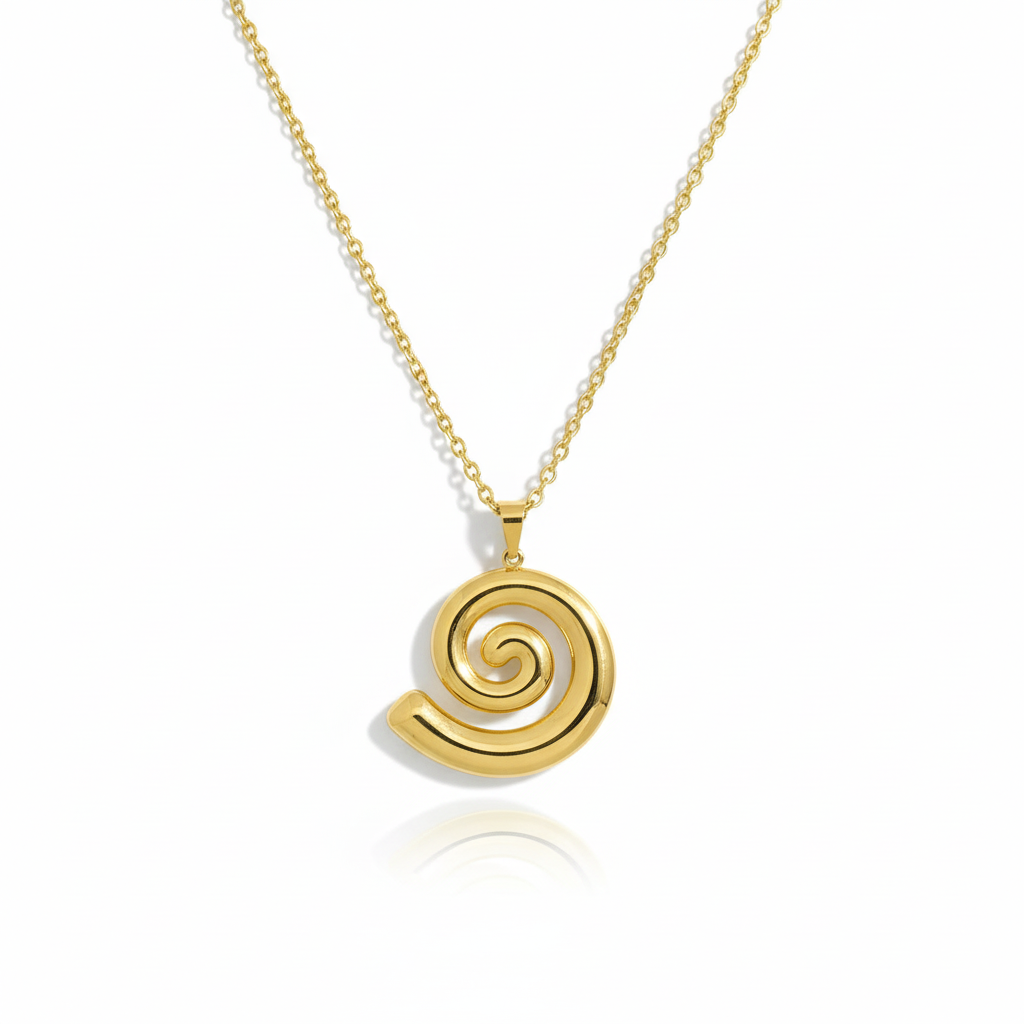 Gold spiral pendant - with shadow