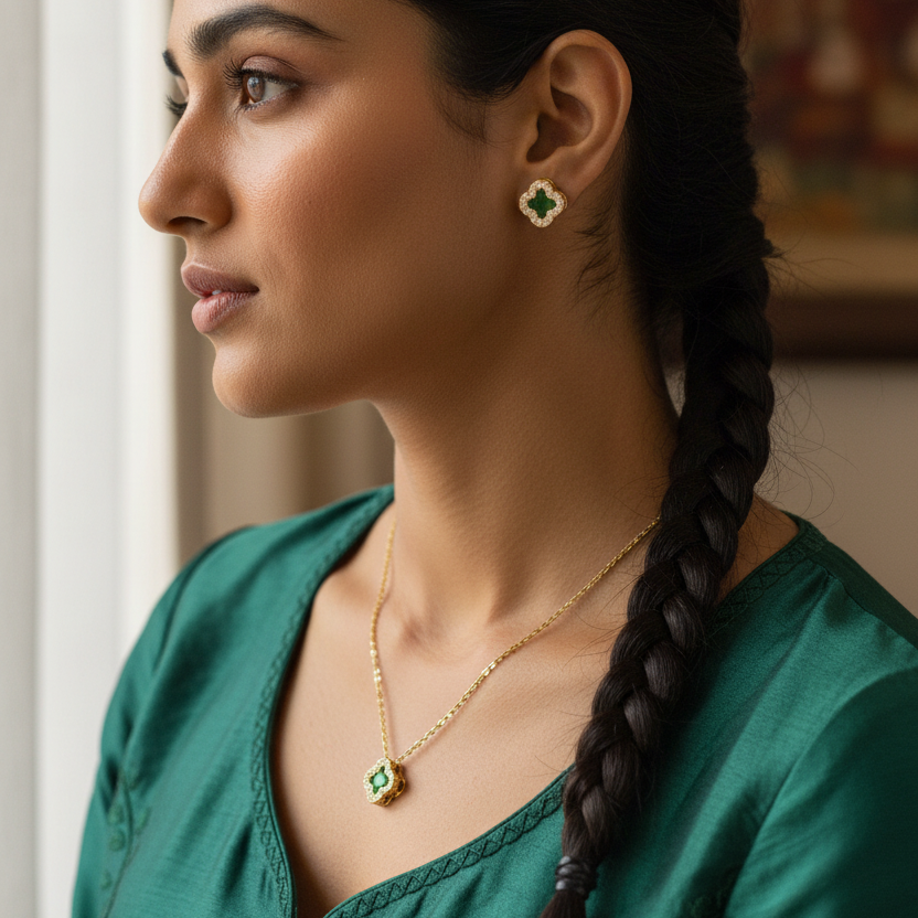 Green clover jewelry alternative styling