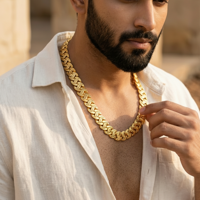 Men's Heavy Gold Cuban Link Chain | 1 Gram Gold Plated | SJ-CH-001