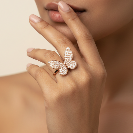 Indian model wearing butterfly ring