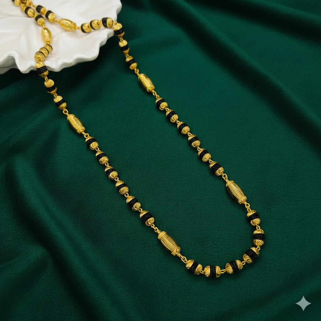 Mala on forest green silk