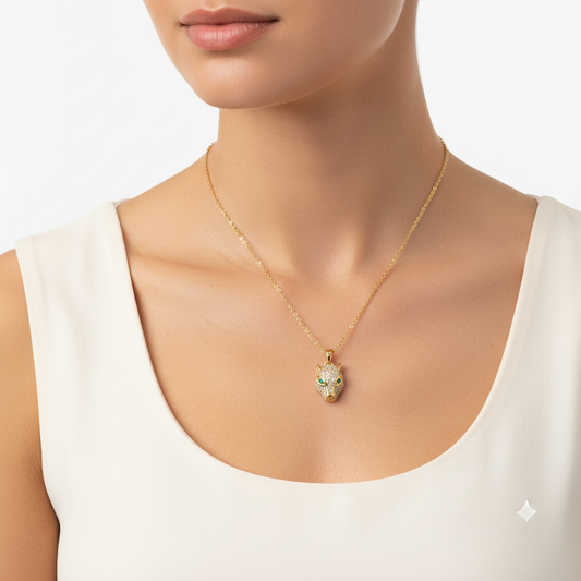 Panther pendant on white background with model