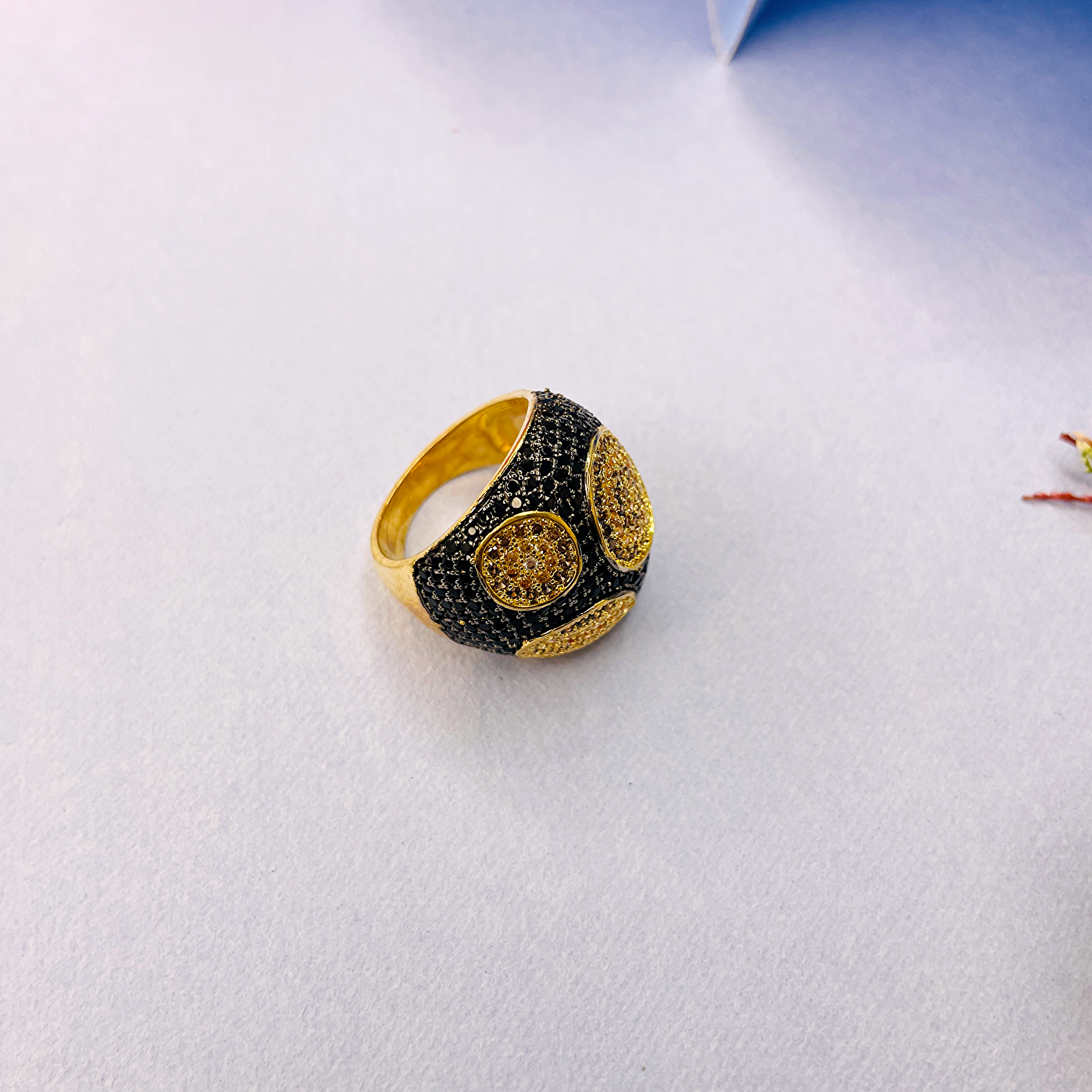 Black & Gold Cocktail Ring lifestylebysparsh.com