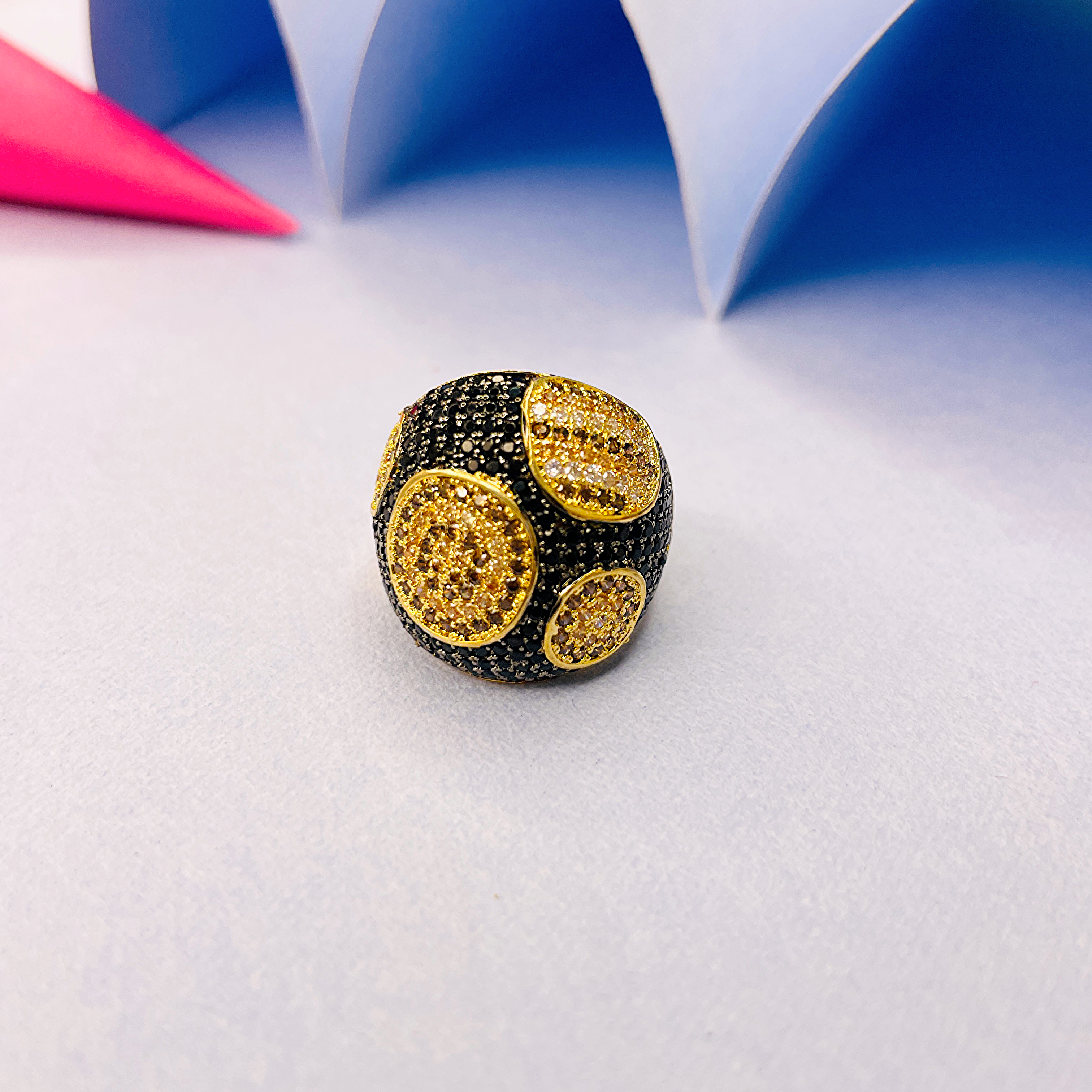Black & Gold Cocktail Ring lifestylebysparsh.com