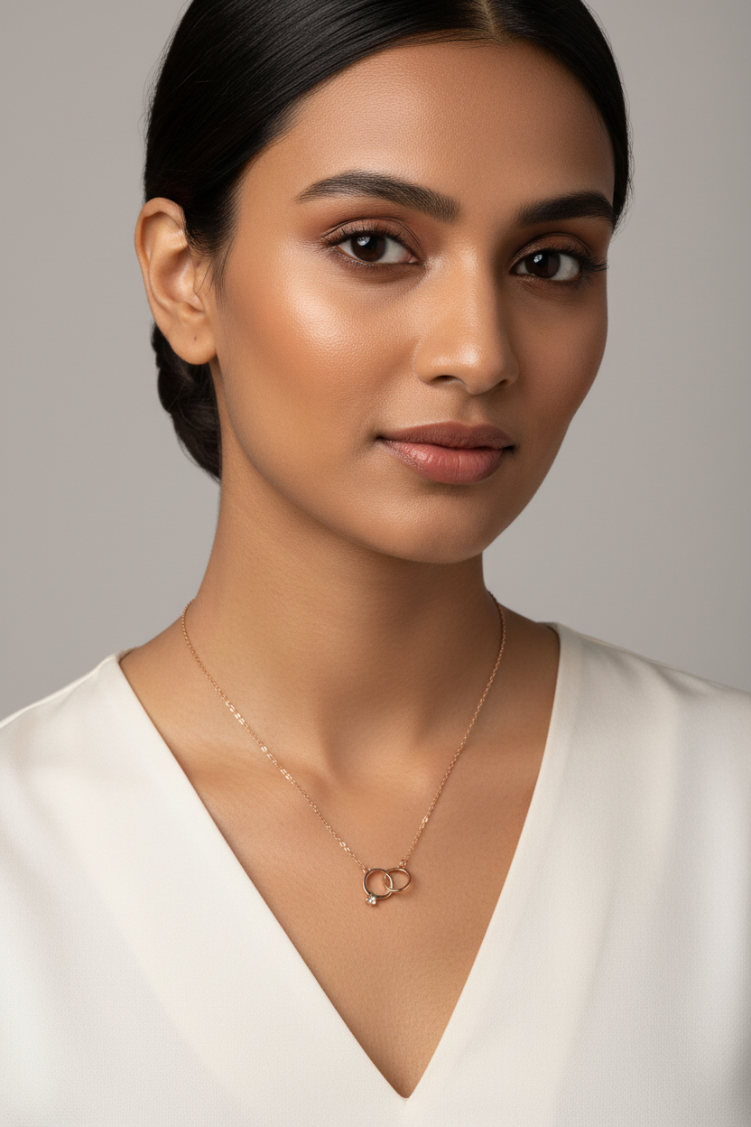 Professional studio photography - interlocking rings pendant